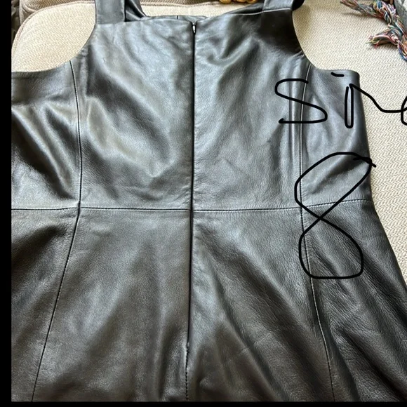 Antonio Melani Jessica Twisted Halter Neck Genuine Leather Sheath Mini Dress - Picture 9 of 16